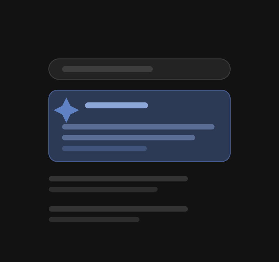 Illustration of a Google AI Overview panel above search results